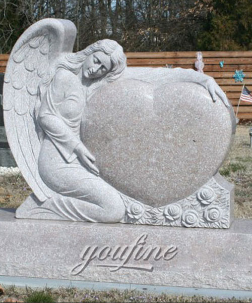 2017 Hot Sale Stone tombstone Angel with heart headstones new design