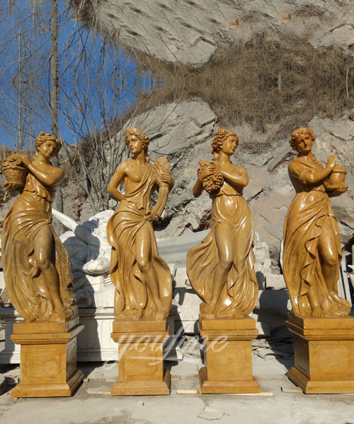 Antique Beige Marble Statues Four Seasons For Hotel on selling