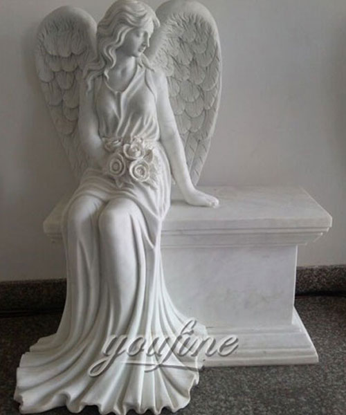 Best Detailed Carvings angel sitting marble headstone design for sale