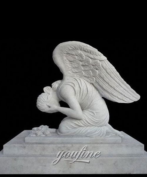 Classic Modern White Marble Carving Weeping Angel Tombstone for sale
