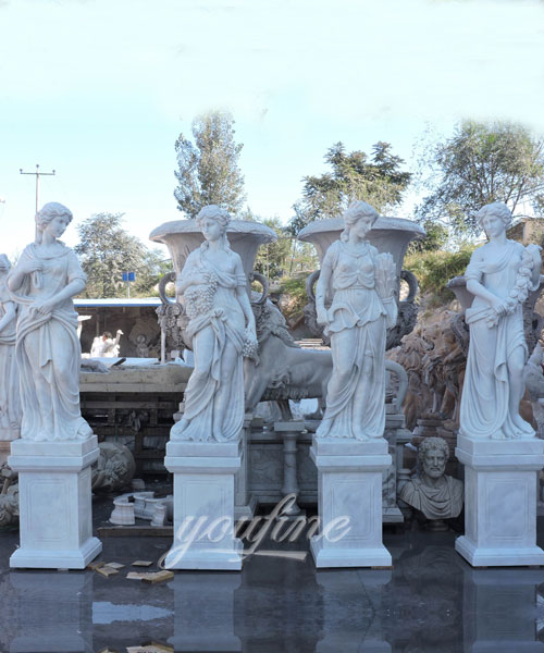 Outdoor White Marble Stone Four Season Goddess Sculptures