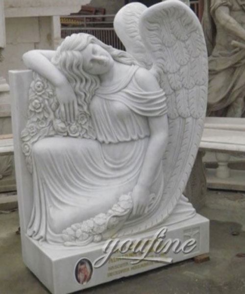 Factory price white marble angles gravestone design