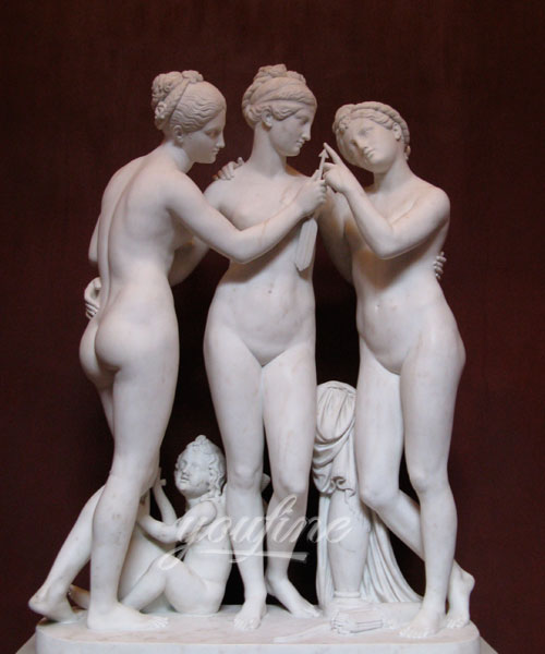 Famous stone three graces female nude marble sculptures for sale