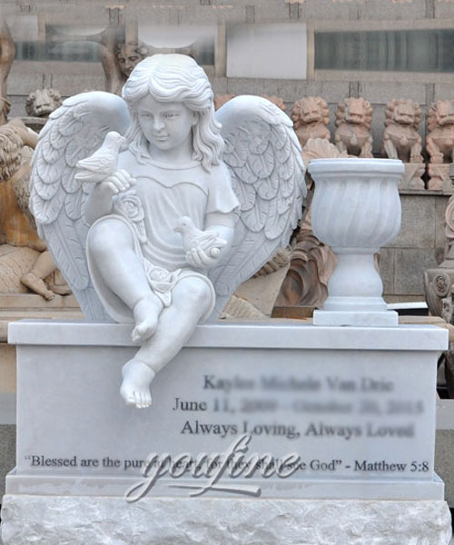 Hand Carved Factory Direct supplier white marble cherub statue grave decoration