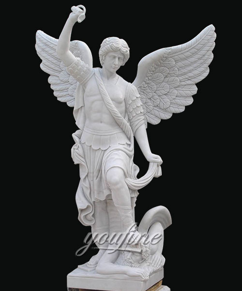 Hand Carved Marble Arcangel Saint Michael Catholic for garden decor