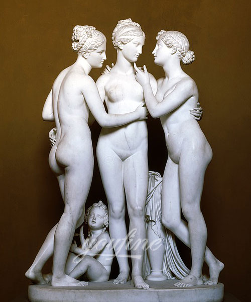 High quality stone sculpture the three graces marble statue for home decor