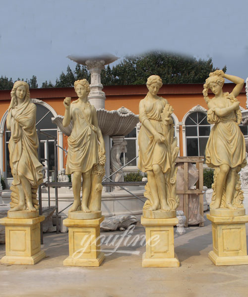 Hot sales decoration western beige marble statue of four season for decor