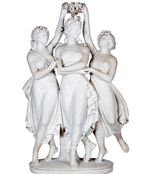 Life size nude female the three graces marble statue for home decoration