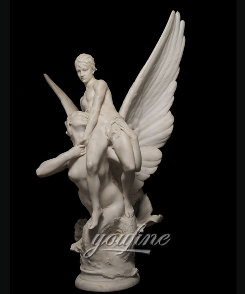 Modern Winged Siren Seizing an Adolescent angel statues for garden decor