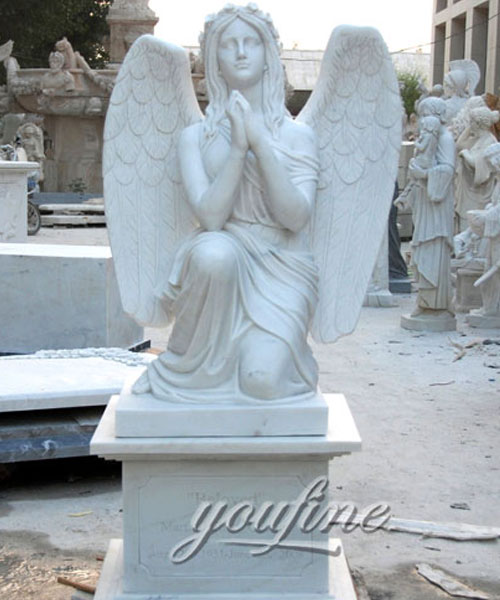 Natural marble kneeling angel praying monuments design