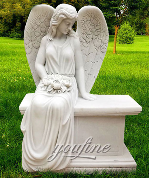 New Designs High Quality carved angel headstone cemetery for sale