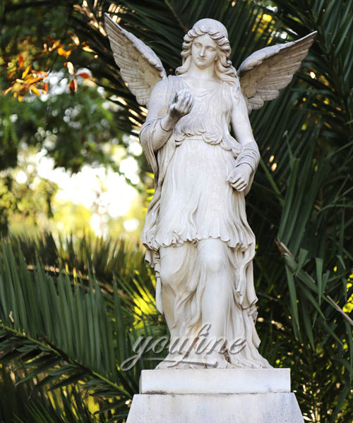 Outdoor yard life size angels sculptures marble statues for sale