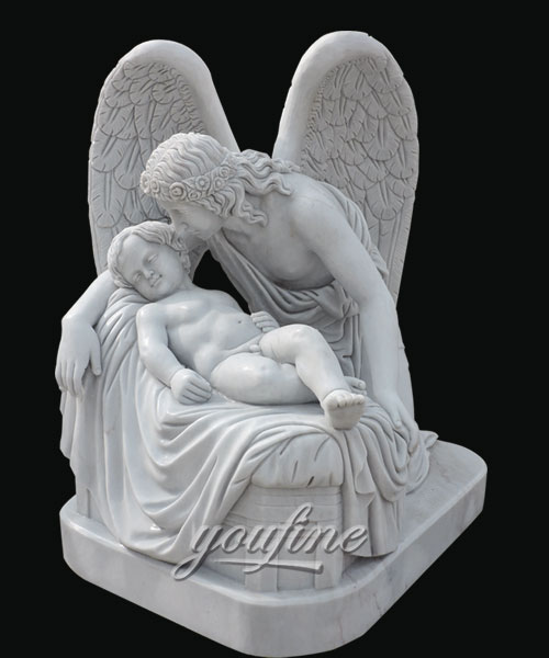 Natural white marble Statue Of Mother And Baby for decor