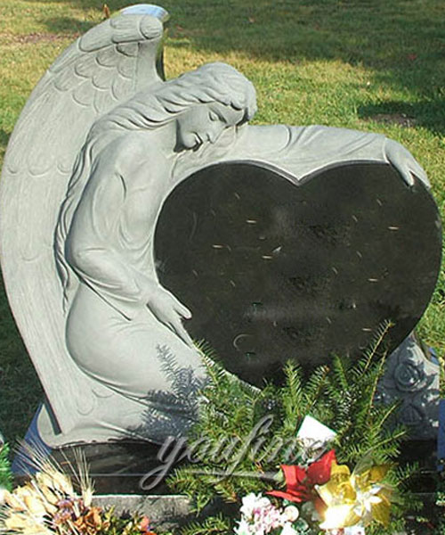 Marble stone angel cemetery monuments with granite heart design on sale