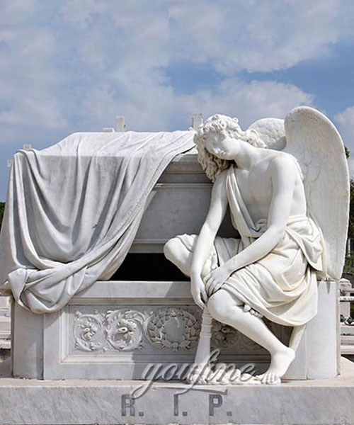 Outdoor White Stone holloween fallen angel tombstone for sale