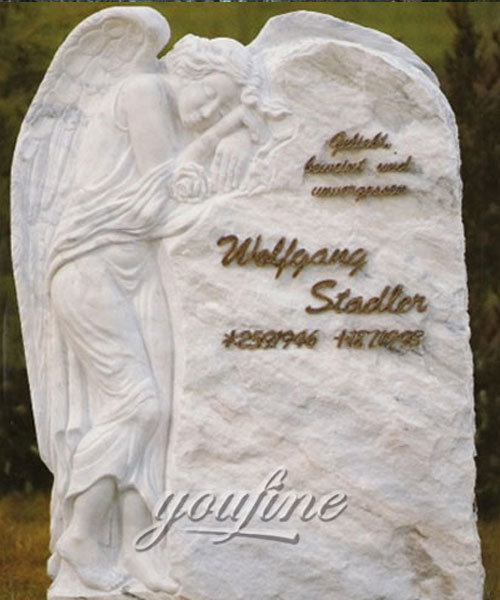 Factory supply white marble and weeping angel tombstone for sale