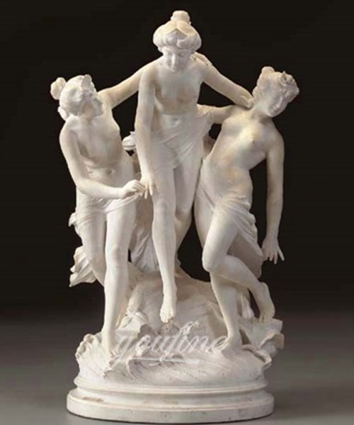 Outdoor life size white marble three graces statues for sale