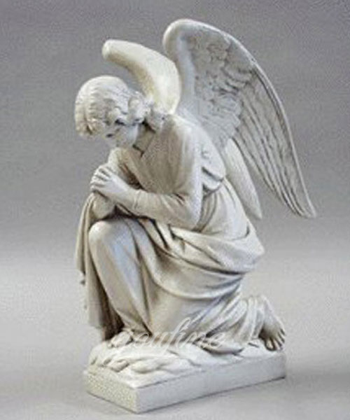 Outdoor kneeling marble angel statues praying