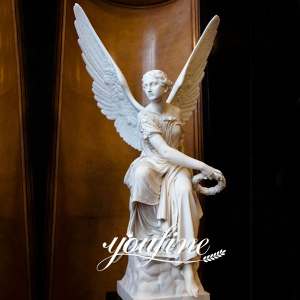 Marble Sitting Angel with Wings Statues for Garden Supplier MOKK-243 Marble Sitting Angel with Wings Statues for Garden Supplier MOKK-243
