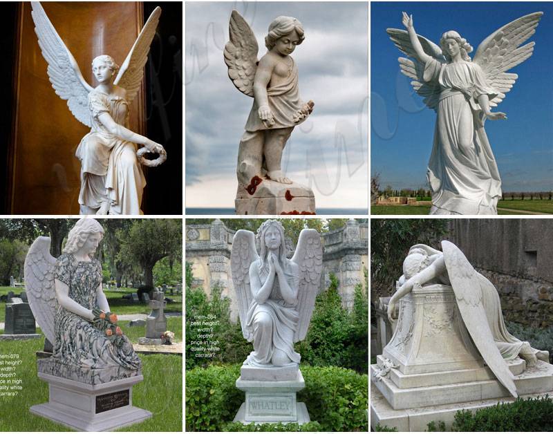 Pure Marble Holding Trumpet Angel Statues for