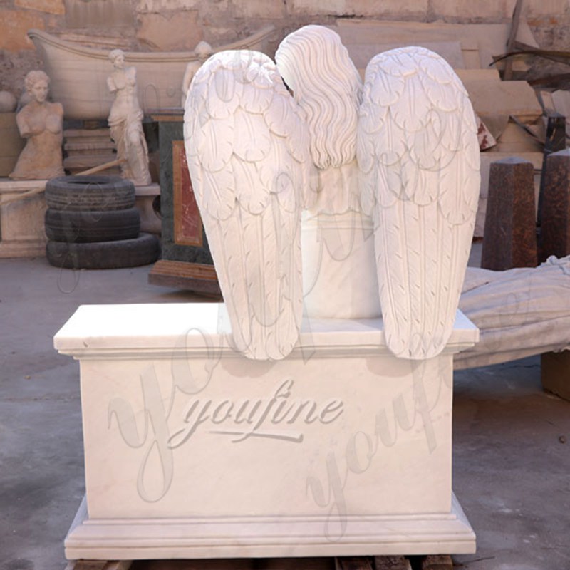 Marble Angel Memorial Headstones with Flower China Factory