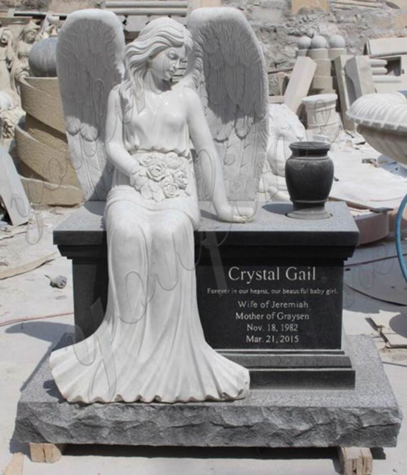 Marble Angel Memorial Headstones with Flower China