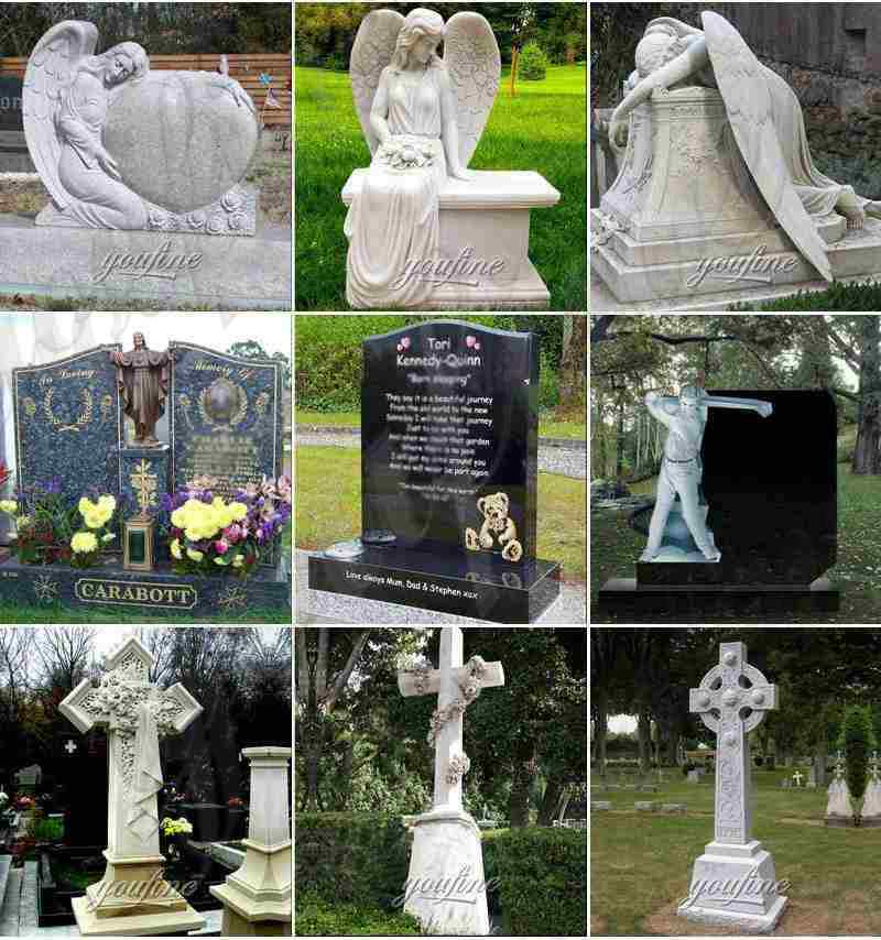 Marble Angel Memorial Headstones with