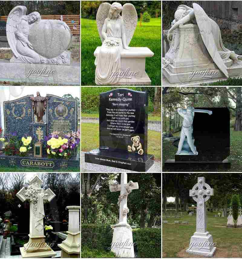 Polished Granite Stone Angel Headstone Monument Design for Sale