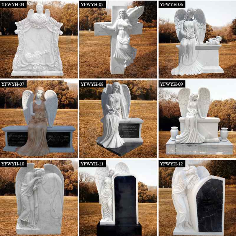 High Polished Marble Headstone with Angel Statue for 323