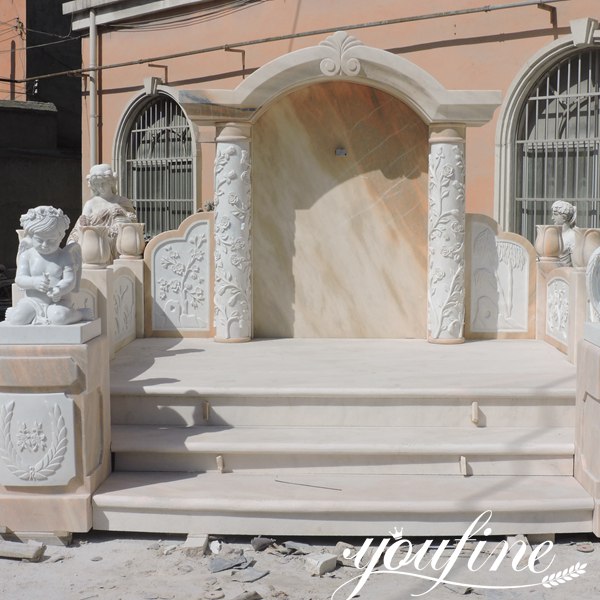 High Polished Marble Headstone with Angel Statue for Grave MOKK-323