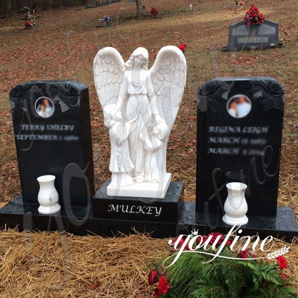 Standing Angel Sculpture Mother and children Headstone for Sale MOKK-113