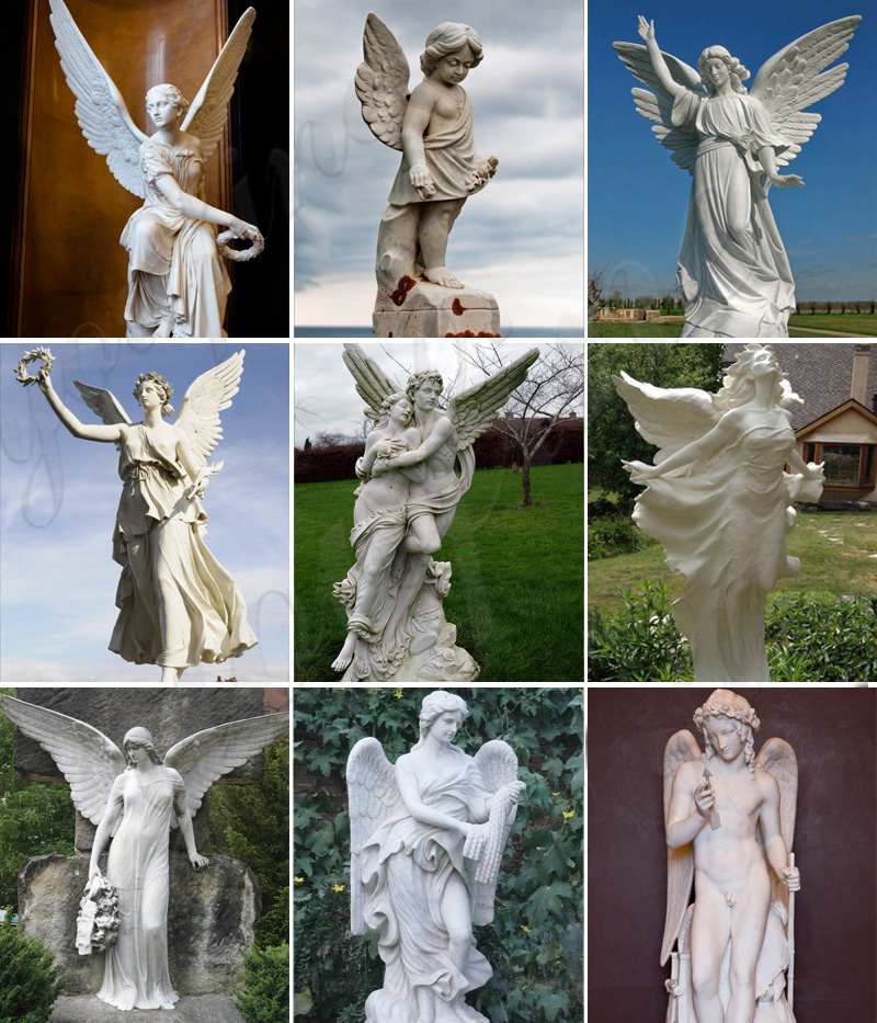 Large Marble Angel with Wings Statues for Decoration