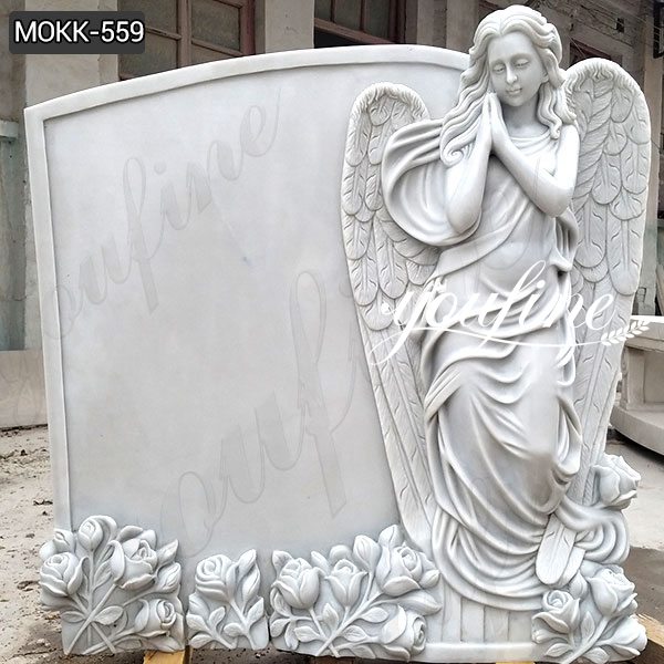 Marble Angel Tombstone with Flower China Supplier MOKK-559