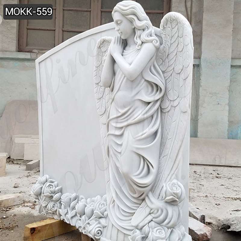 Marble Angel Tombstone with Flower China Supplier