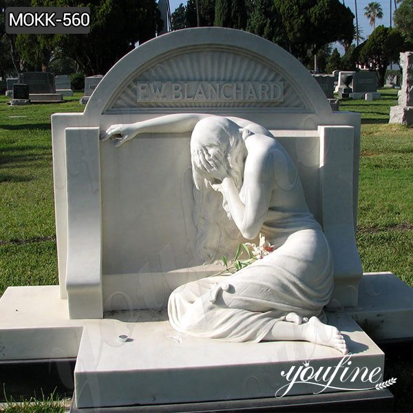 Natural Marble Crying Angel Tombstone China Factory MOKK-560