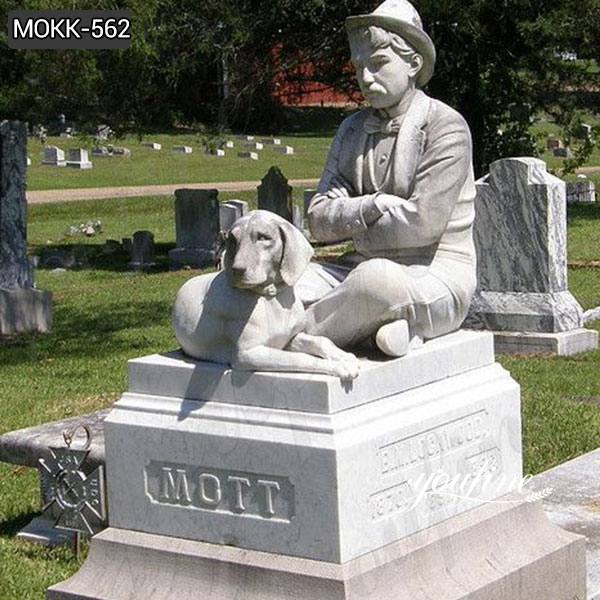 Marble Man with Dog Memorial Headstone for Sale MOKK-562