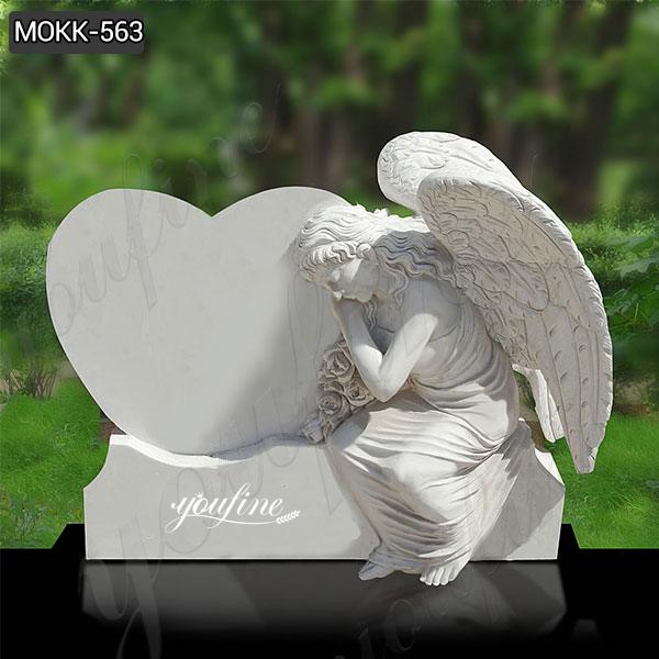 Natural White Marble Angel Headstone for sale MOKK-563