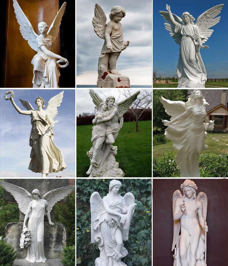 Life Size Marble Angel Statue Square Decoration for