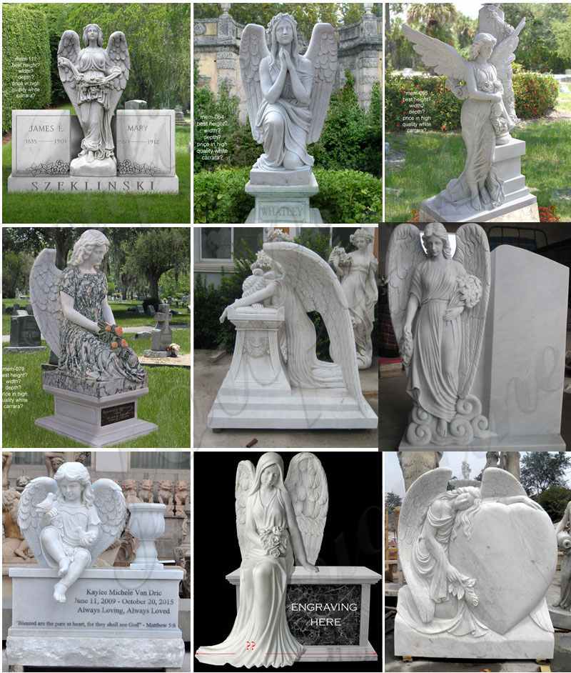 Black Granite Weeping Angel Tombstone for graves Supplier