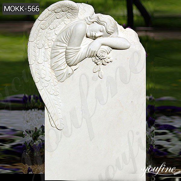 Natural Weeping Marble Angel Headstone for sale MOKK-566