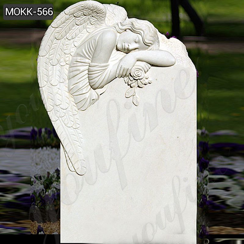 Natural Weeping Marble Angel Headstone for sale