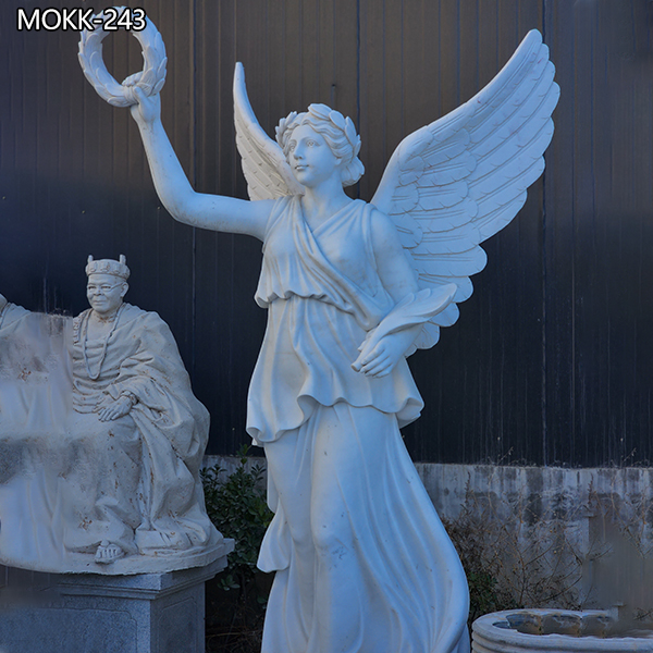 Marble Sitting Angel with Wings Statues for Garden Supplier MOKK-243