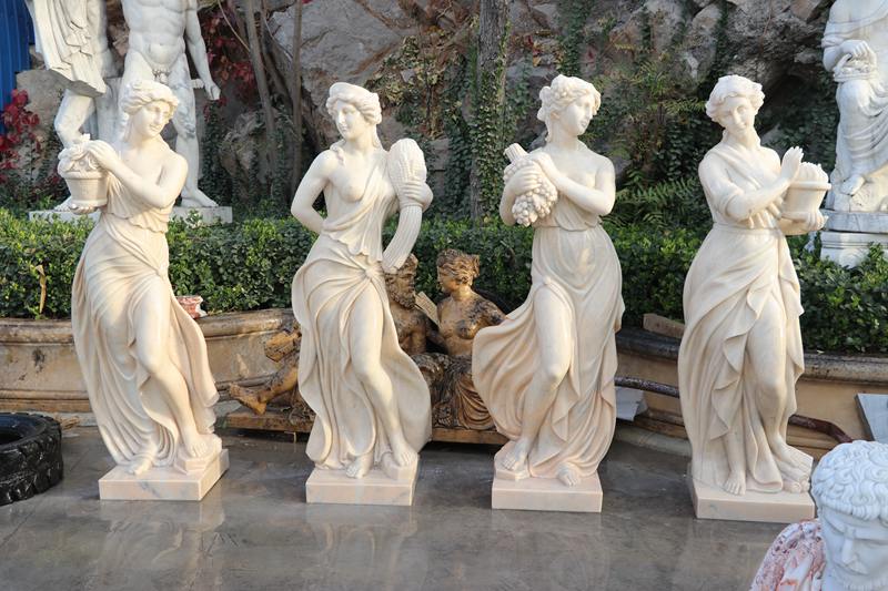 Garden Marble Statues Beige Four Seasons Goddess Sale MOKK-810