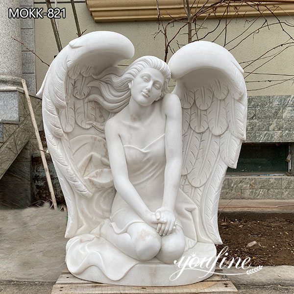 Marble Angel Sculpture Garden Kneeling Angel for Sale MOKK-821