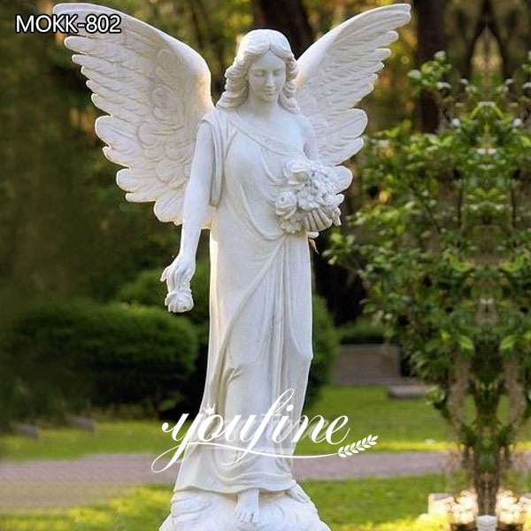 Large Size Marble Flower Angel Statue for Sale MOKK-802