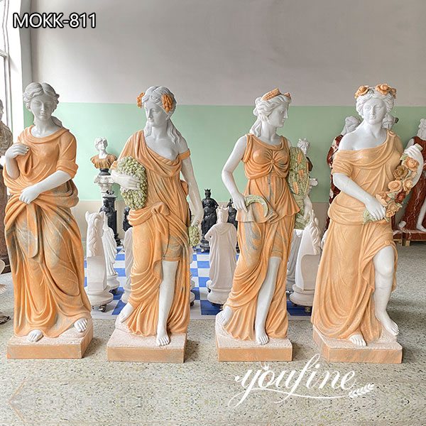 Cream Color Four Seasons Marble Statue for Garden for Sale MOKK-811