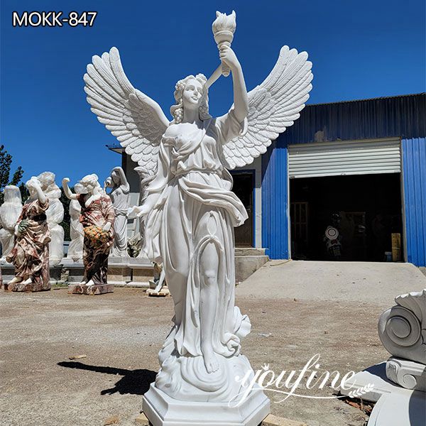 Marble Angel Statue Holding a Torch for Garden Decoration BOKK-847 Marble Angel Statue Holding a Torch for Garden Decoration BOKK-847
