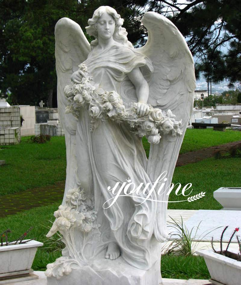 Marble bouquet Angel Statue Life Size for Sale MOKK-804 (1)