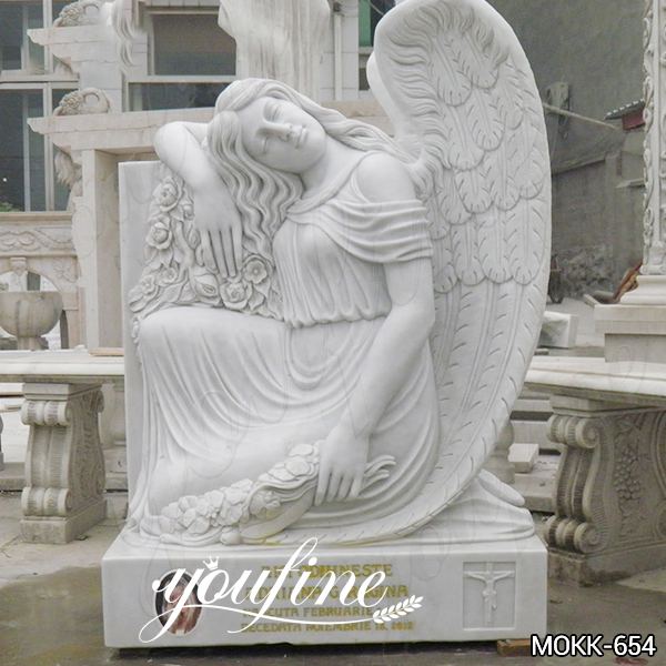 White Marble Angel Tombstone China Supplier MOKK-654