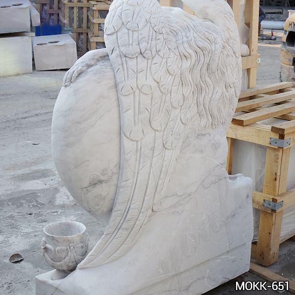 Carrara White Marble Angel Headstone for sale MOKK-651 (2)